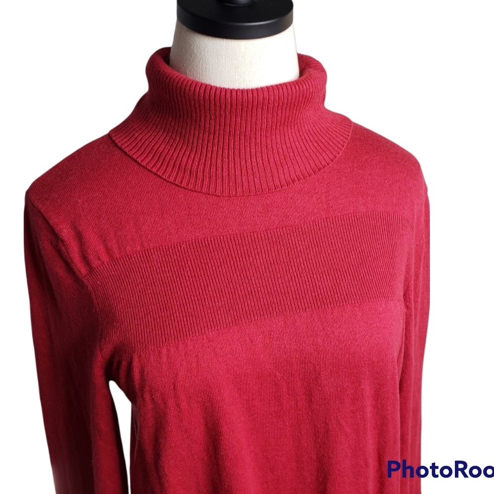 J. Jill turtleneck Sweater M Sheered Bodice Transitional Luxury Blend Academia